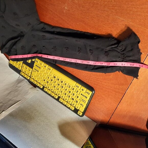 Juoiantang Maxi Dress VNeck H Waisted Button ALine Ruffle Tier Swiss Dot Sz 8-10 - Picture 7 of 11